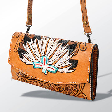 American Darling Organiser Hand Tooled Saddle Blanket Genuine Leather Western Women Bag Handbag Purse | for Cute |Organiser